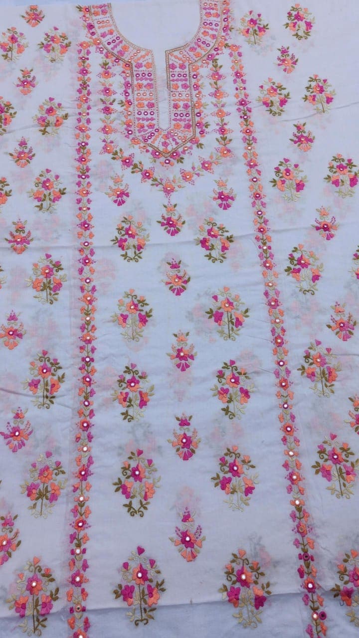 Off-White Peach Floral Embroidered Lawn Shirt – Pastel Glow Edition AR Handwork 3