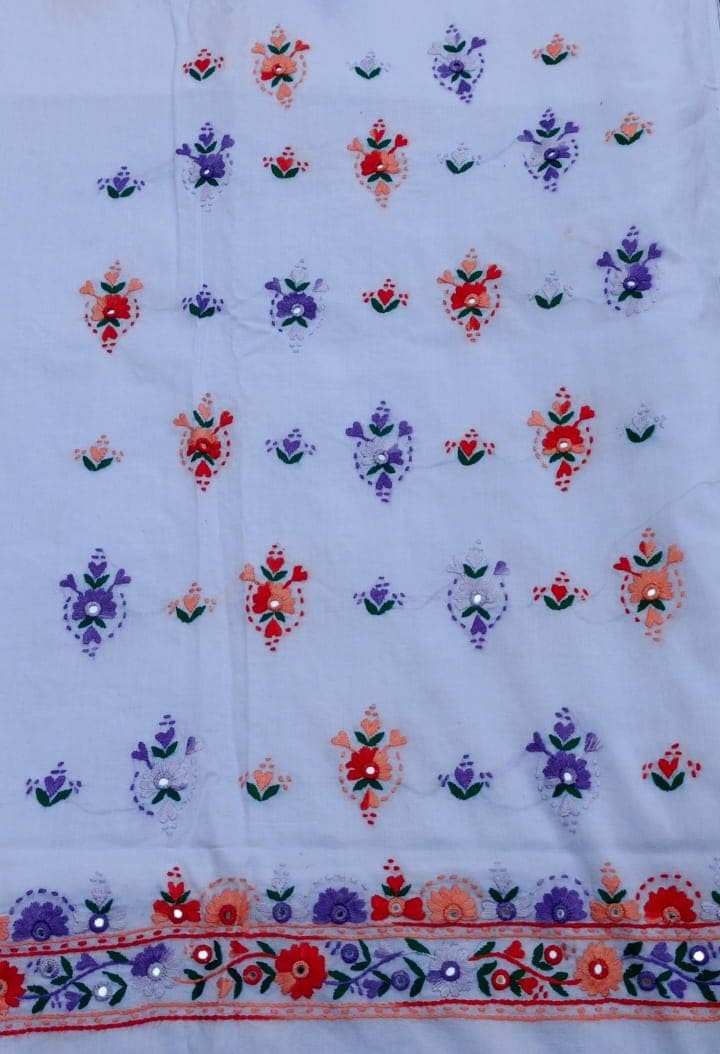 White Multi Floral Embroidered Lawn – 1 Piece Shirt 4