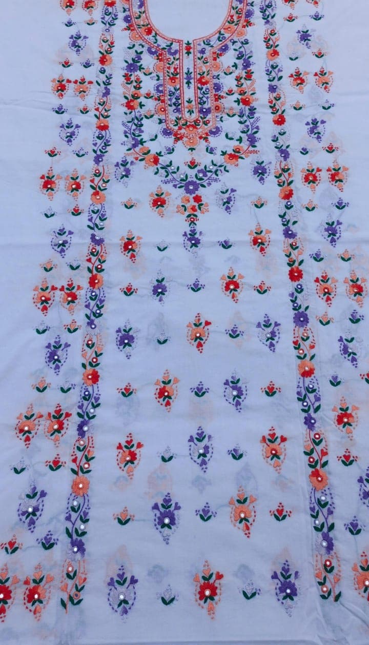White Multi Floral Embroidered Lawn – 1 Piece Shirt