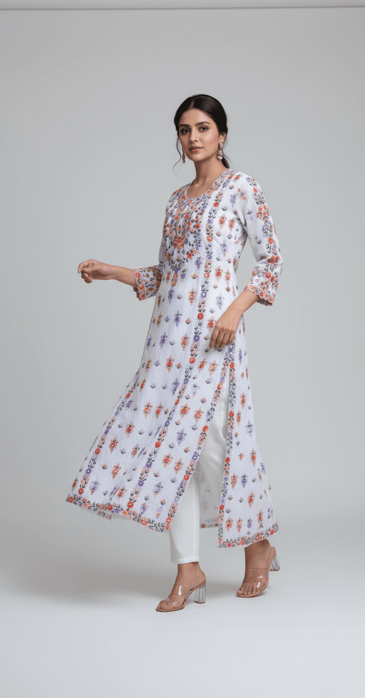 White Multi Floral Embroidered Lawn – 1 Piece Shirt 5