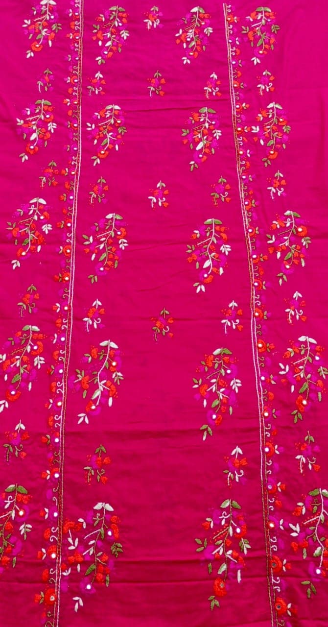 Hot Pink Festive Embroidered Lawn Shirt – Ruby Bloom Edition AR Handwork 4
