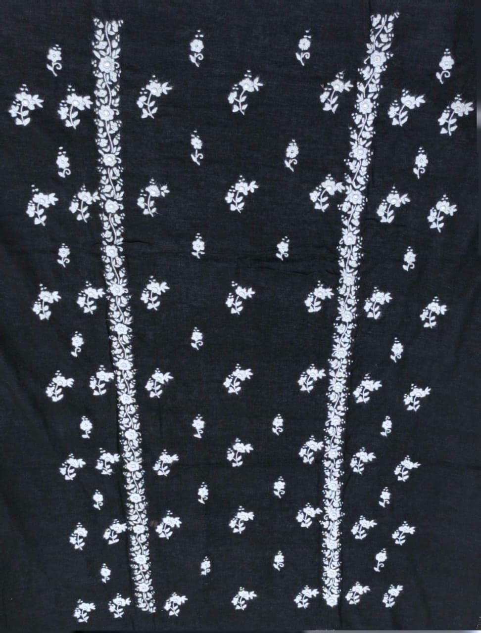 Black flower design Hand Embroidered 1pc Shirts and Duppata with Mirror Work 2