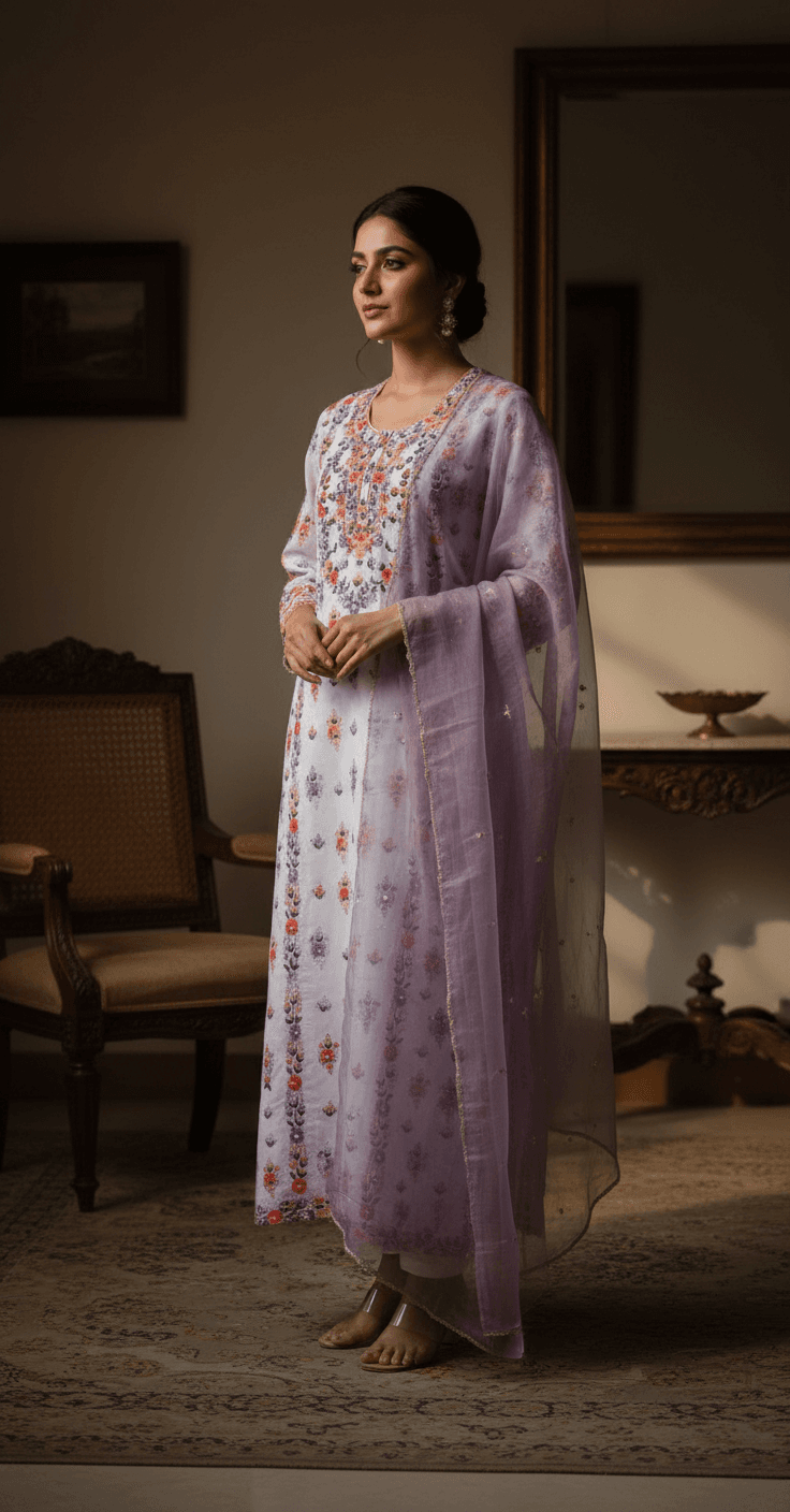 White Multi Floral Embroidered Lawn – 1 Piece Shirt 6