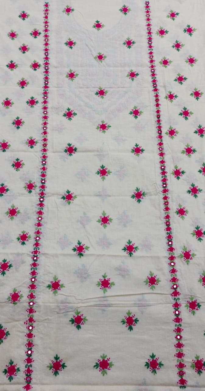 Ivory Bloom Embroidered Unstitched Shirt – AR Handwork 3