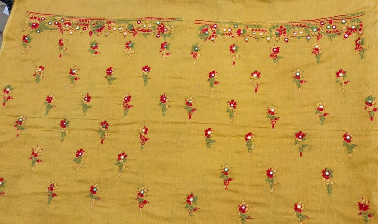 Olive Garden Floral Embroidered Unstitched Shirt – AR Handwork 3