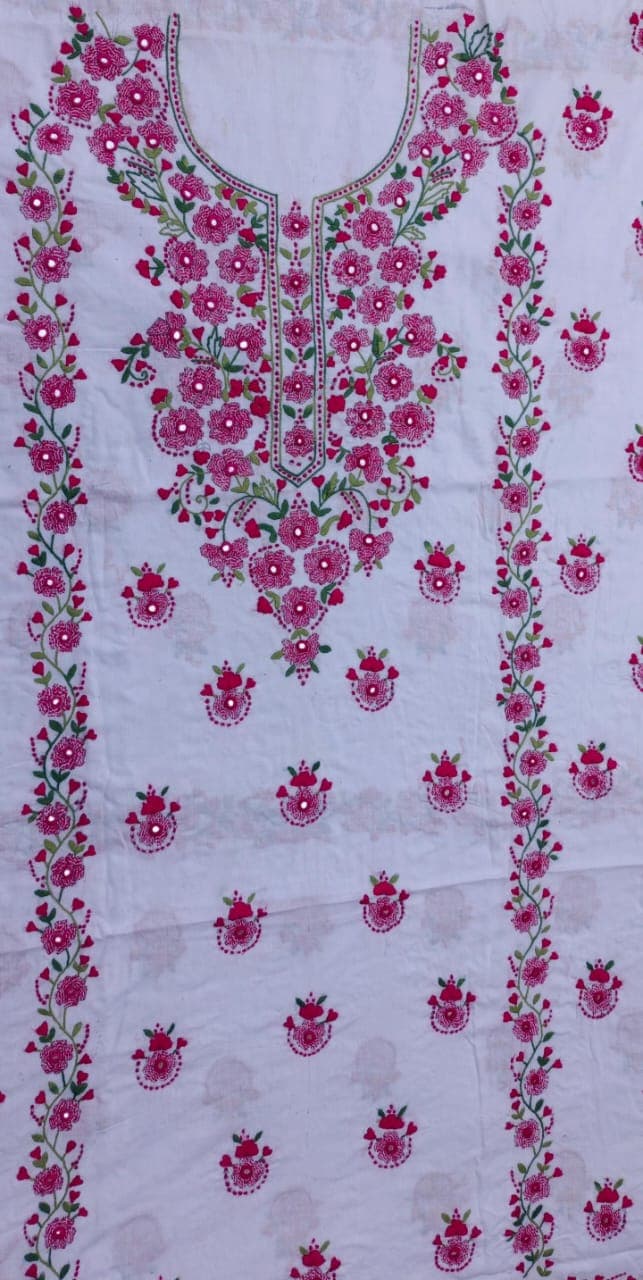 White Deep Pink Floral Embroidered Lawn Shirt – Classic Bloom Edition AR Handwork 4