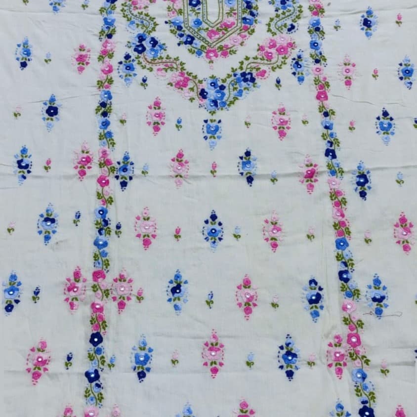 Off-White Hand Embroidered Mirror Work Shirt