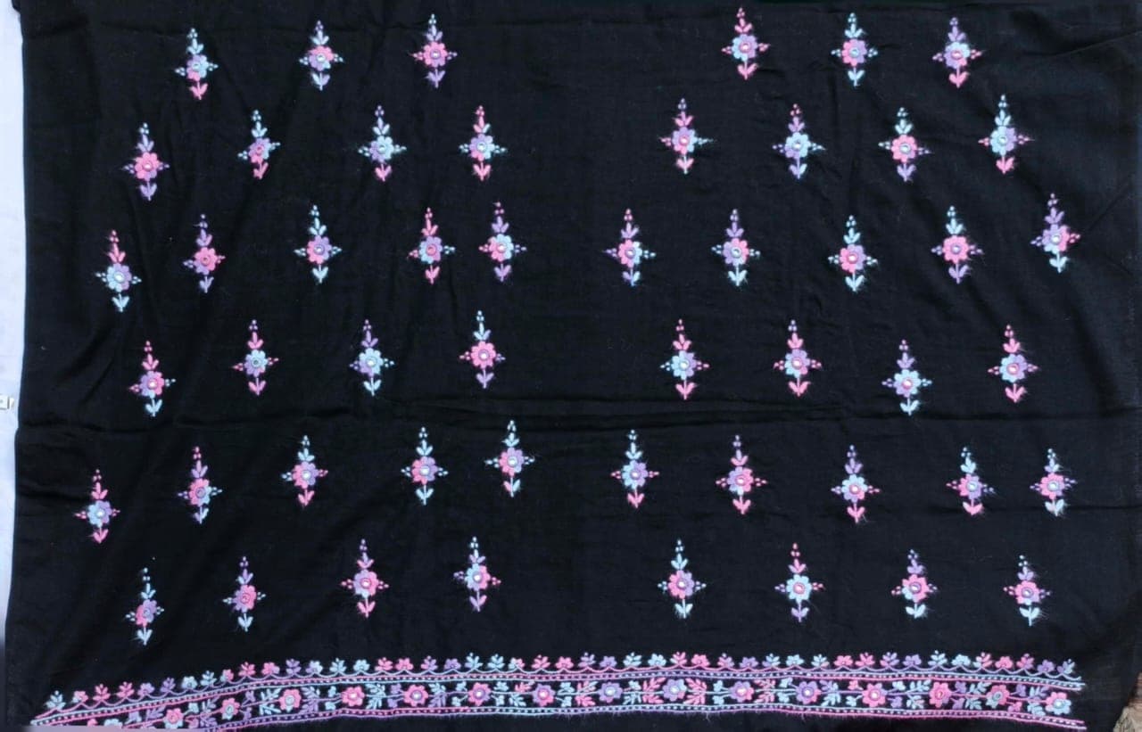 Hand Embroidered Black Floral Unstitched Shirt (1 Piece) 2