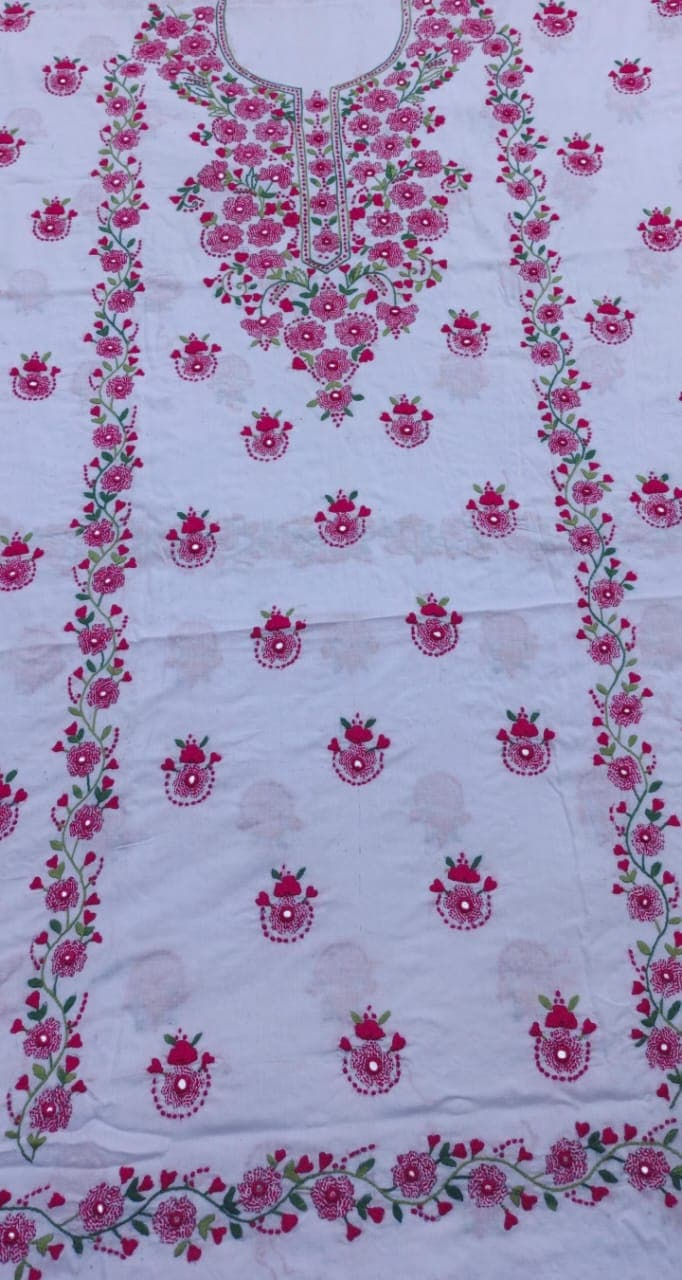 White Deep Pink Floral Embroidered Lawn Shirt – Classic Bloom Edition AR Handwork 3