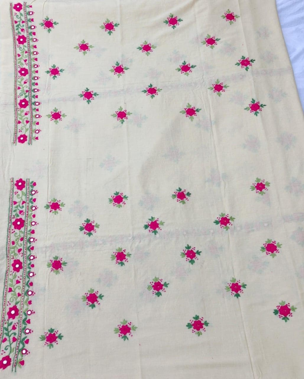 Ivory Bloom Embroidered Unstitched Shirt – AR Handwork 2