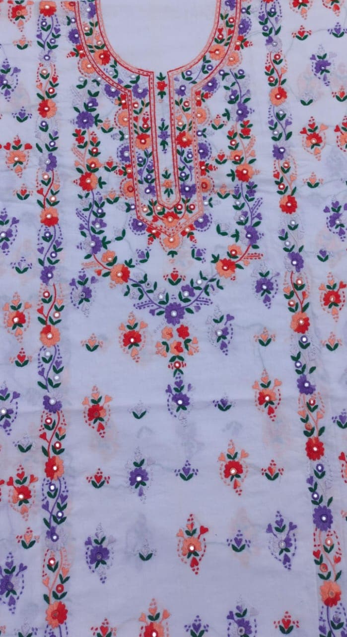White Multi Floral Embroidered Lawn – 1 Piece Shirt 3