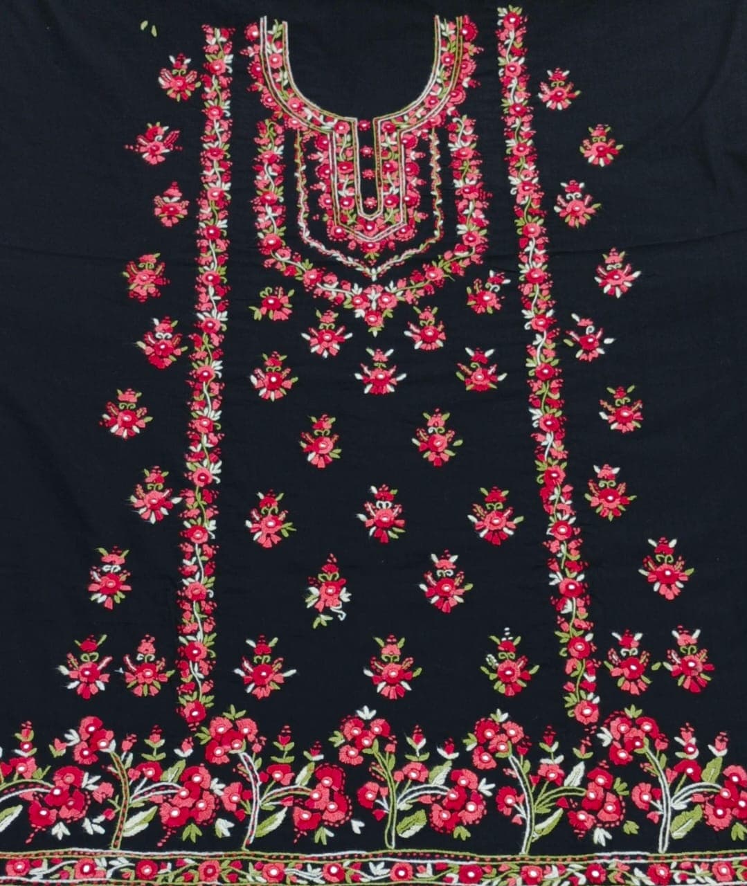 Premium Hand-Embroidered 1pc Unstitched Black Suite