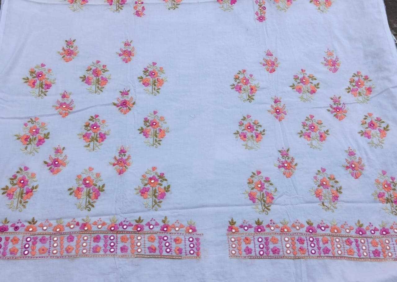 Off-White Peach Floral Embroidered Lawn Shirt – Pastel Glow Edition AR Handwork 2