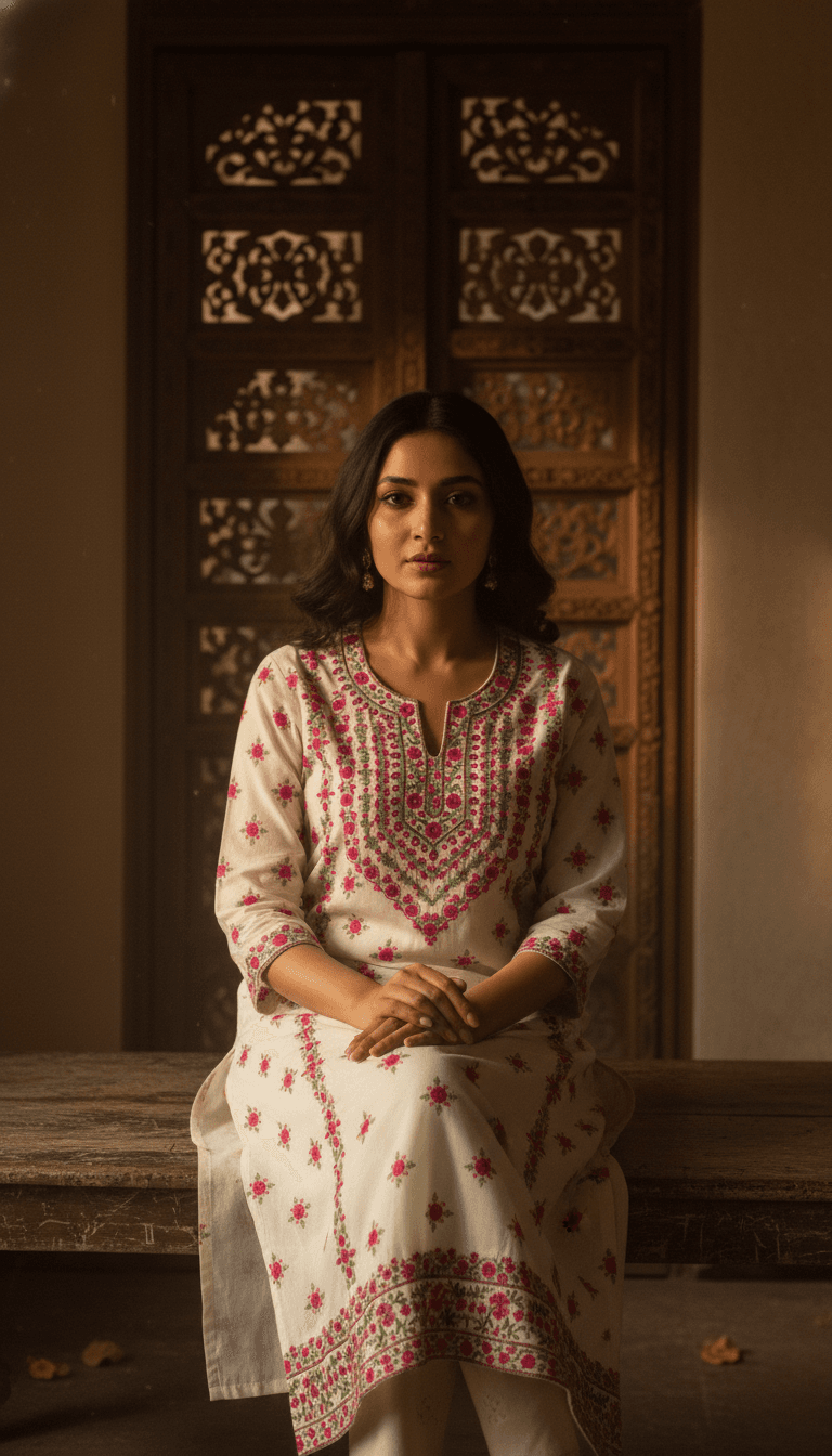 Ivory Bloom Embroidered Unstitched Shirt – AR Handwork 6
