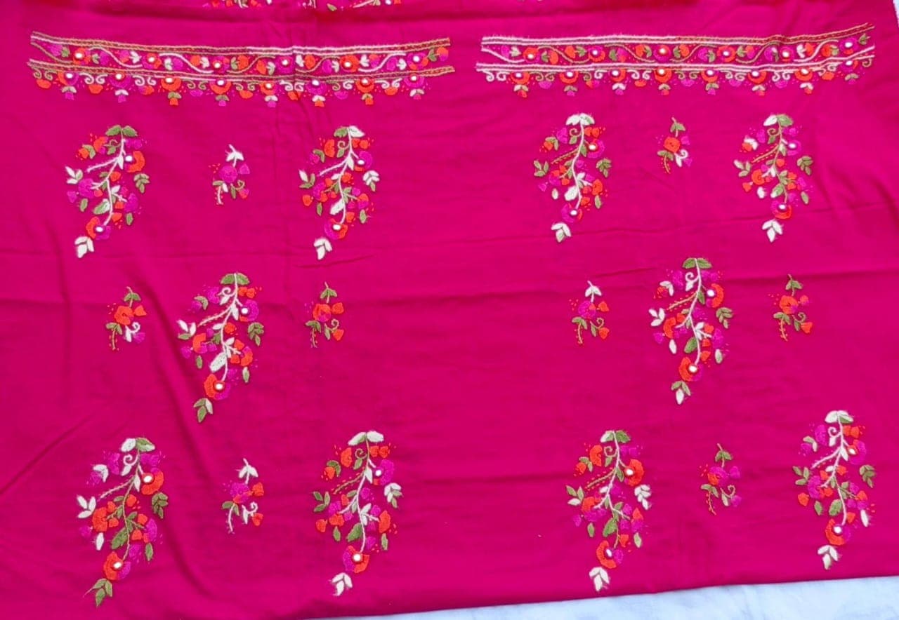 Hot Pink Festive Embroidered Lawn Shirt – Ruby Bloom Edition AR Handwork 3