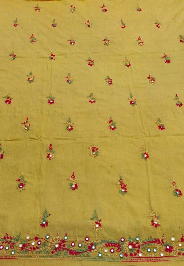 Olive Garden Floral Embroidered Unstitched Shirt – AR Handwork 2